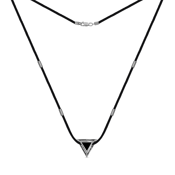 Шелковый шнурок с серебряными вставками (арт. 7307/2357ч) – изображение 2