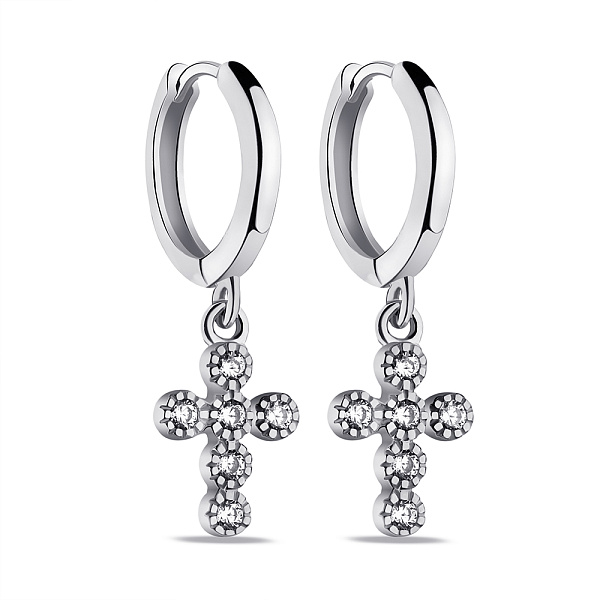 Серебряные серьги Крестики с фианитами (арт. 7502/9349/10) – изображение 1
