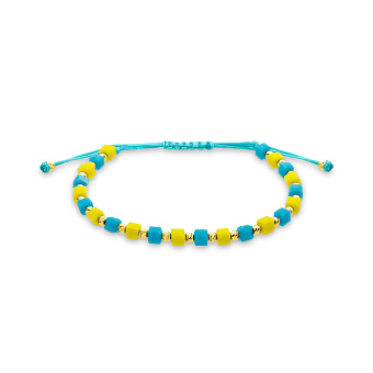 Браслет на нити с голубым и желтым ониксом и серебряными вставками (арт. 7309/2408жогж)