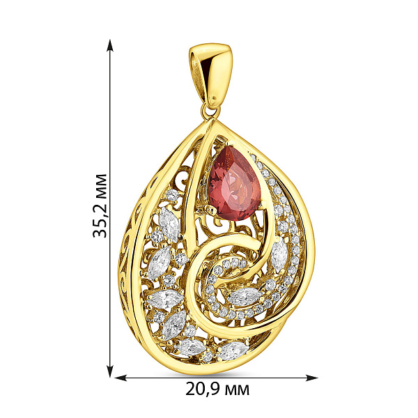 Подвес из желтого золота с кварцем и фианитами (арт. 422878жПкр) – изображение 2
