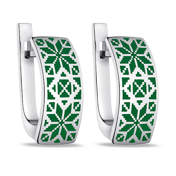 Серьги из серебра с зеленой эмалью (арт. 7502/А046езсю) – изображение 1