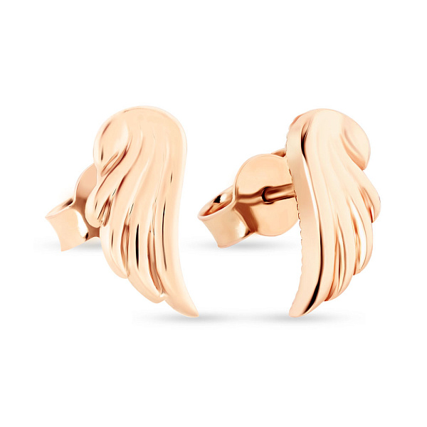 Сережки-пусети «Крила янгола» з червоного золота (арт. 107830) – зображення 1