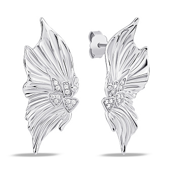 Фото Массивные серебряные серьги с фианитами (арт. 7518/6944)