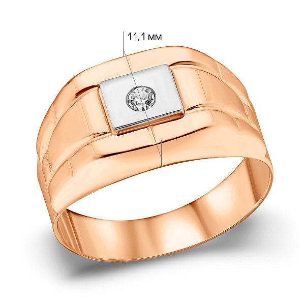 Золотая печатка с фианитом (арт. 180556кб) – изображение 4