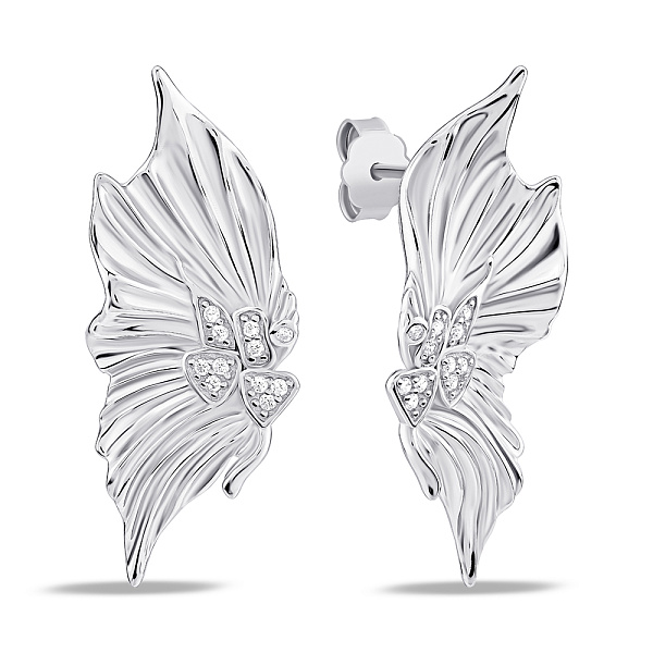 Массивные серебряные серьги с фианитами (арт. 7518/6944) – изображение 1