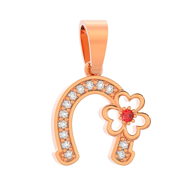 Золотая подвеска «Подкова» с фианитами (арт. 440359к) – изображение 1