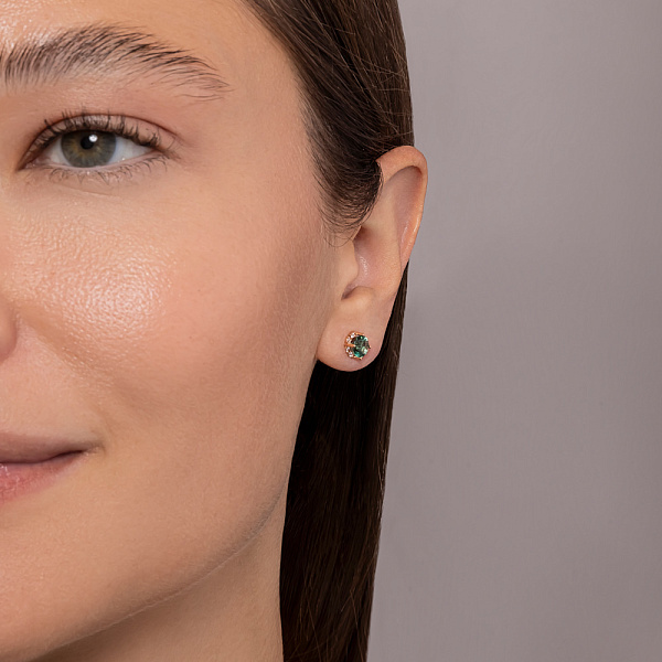 Золотые серьги-пусеты с кварцем и фианитами (арт. 110637Псз) – изображение 3