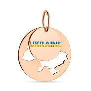 Фото Золотой двойной подвес "Ukraine" с эмалью (арт. 440734есж)