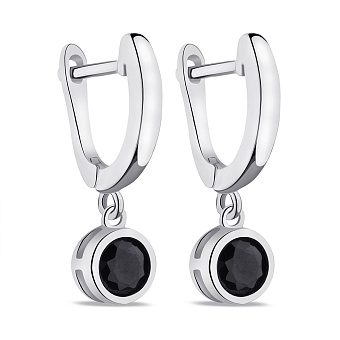 Фото Срібні сережки з чорними фіанітами (арт. 7502/4697ч)