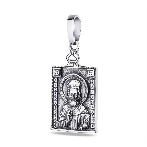 Серебряная ладанка "Николай Чудотворец" (арт. 7917/3083-ч) – изображение 1