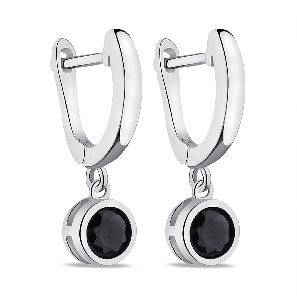 Срібні сережки з чорними фіанітами (арт. 7502/4697ч) – зображення 1