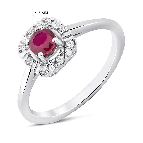 Серебряное кольцо с рубином и фианитами (арт. 7501/2187851Р) – изображение 2