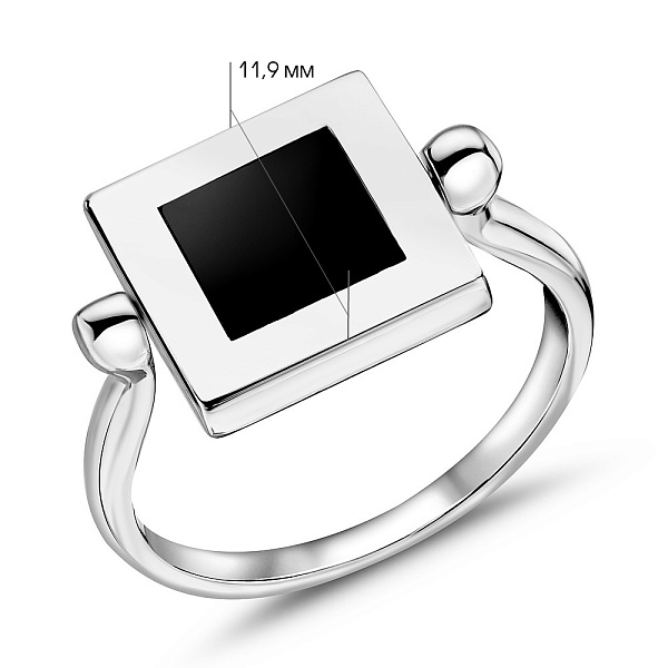 Каблучка з білого золота з оніксом (арт. 153354бо) – зображення 2