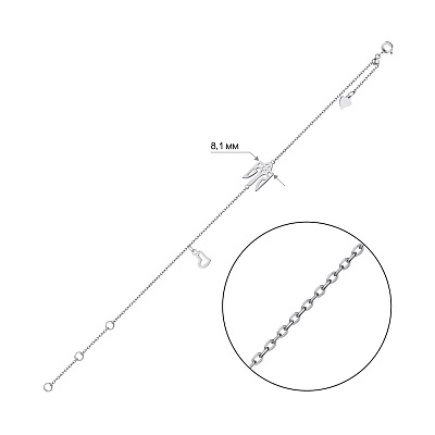 Срібний браслет з підвіскою  (арт. 7509/Б2/1039Ш-21)
