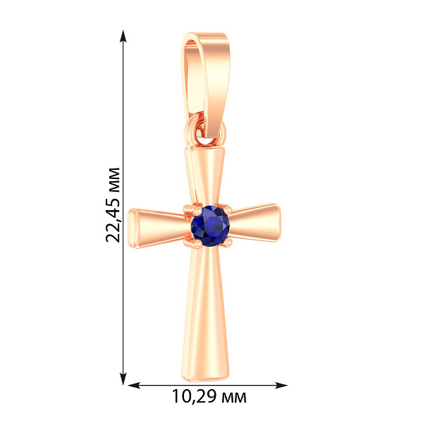 Золота підвіска-хрестик з сапфіром  (арт. П011025с) – зображення 3