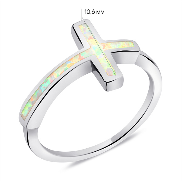 Срібна каблучка з хрестиком (арт. 7501/6681Поб) – зображення 2