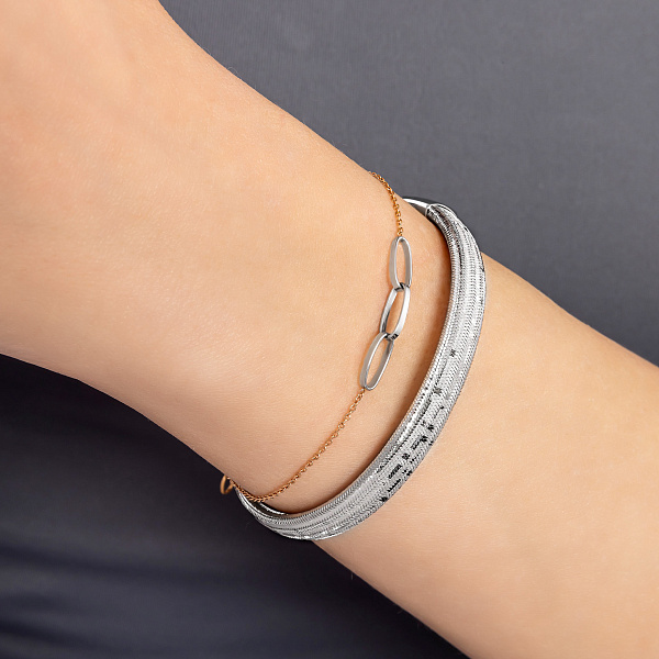 Браслет "Звенья" из красного и белого золота (арт. 325426кб) – изображение 3