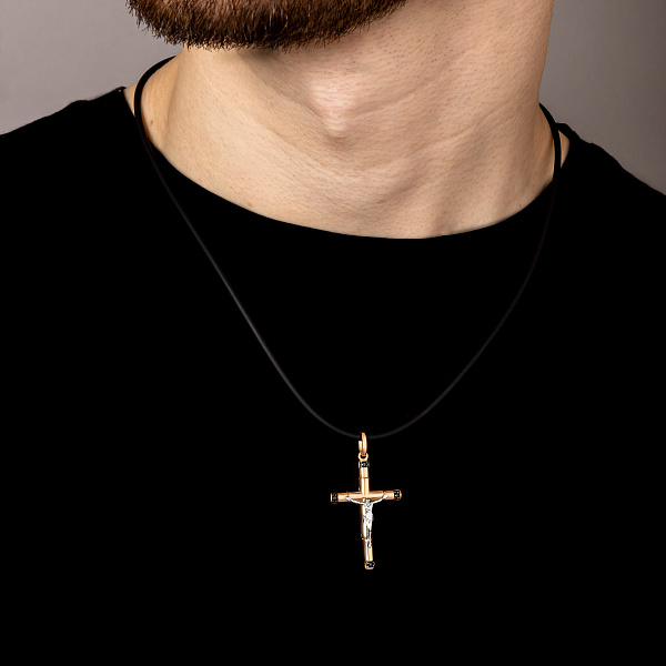 Золотой крестик с фианитами (арт. 500677ч) – изображение 2