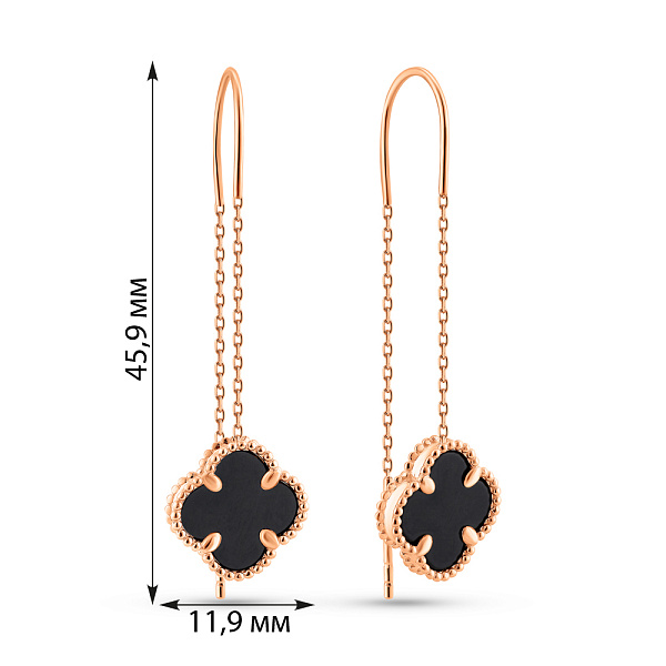 Золотые серьги-протяжки с ониксом (арт. 107498/10о) – изображение 3