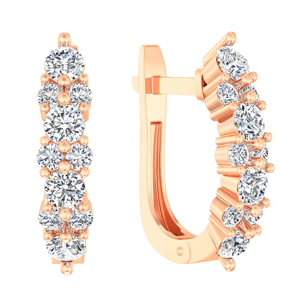 Серьги из красного золота с фианитами (арт. 118400) – изображение 1