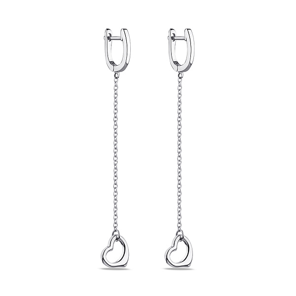 Серьги-подвески Trendy Style из серебра "Сердечки" без вставок (арт. 7502/4446) – изображение 1