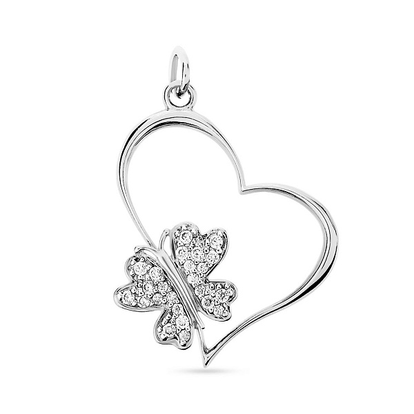 Золотий кулон Сердечко з фіанітами (арт. 440220б) – зображення 1