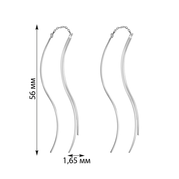 Золотые серьги-протяжки без камней (арт. 103660б) – изображение 4