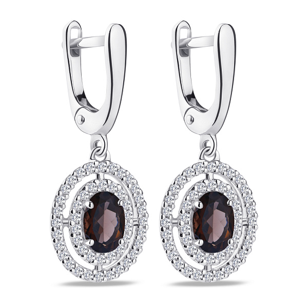 Серьги-подвески из серебра с кварцем (арт. 7002/4040Пккр) – изображение 1