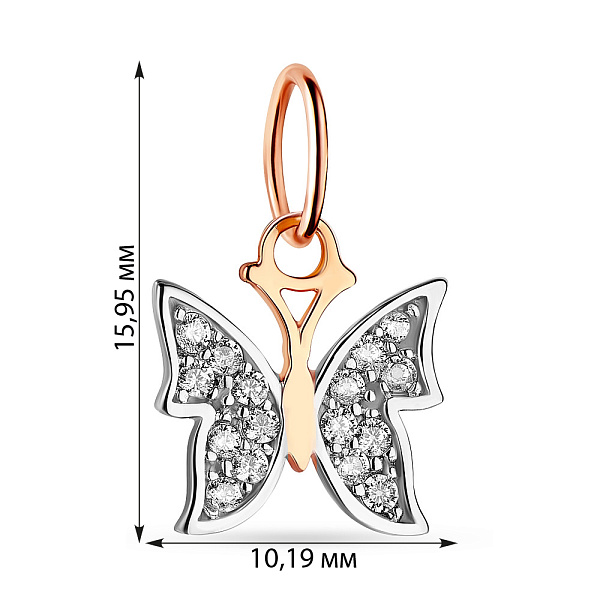 Кулон из красного золота Бабочка с фианитами (арт. 424044) – изображение 2