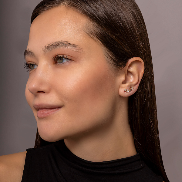 Сережки-клаймбери з червоного золота з фіанітами (арт. 110669) – зображення 5