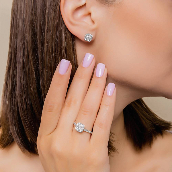 Кольцо из белого золота с бриллиантами (арт. К341577100б) – изображение 3