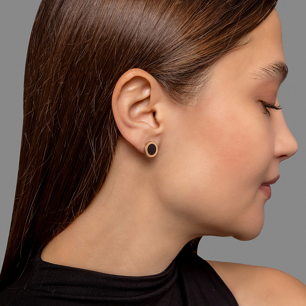 Сережки Лýна з червоного золота з чорною емаллю (арт. 111145ч) – зображення 4