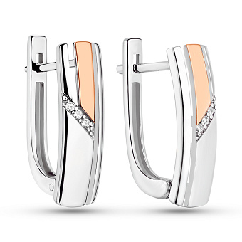 Срібні сережки з золотою накладкою і з фіанітами (арт. 7202/1672С)