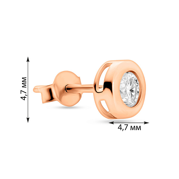 Одиночная серьга из красного золота с фианитом (арт. 104694Я) – изображение 2