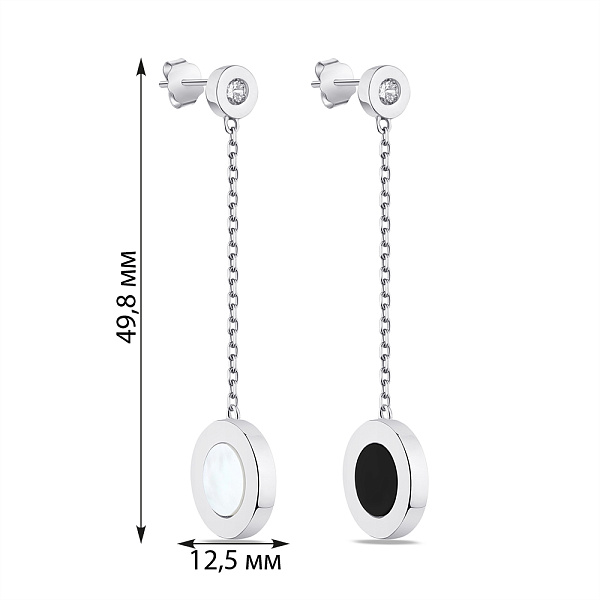 Серьги из серебра с двухсторонней подвеской (арт. 7518/5519оп) – изображение 2