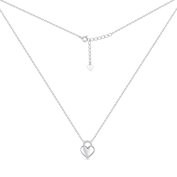 Серебряное колье с подвеской сердце с фианитами (арт. 7507/2651) – изображение 2