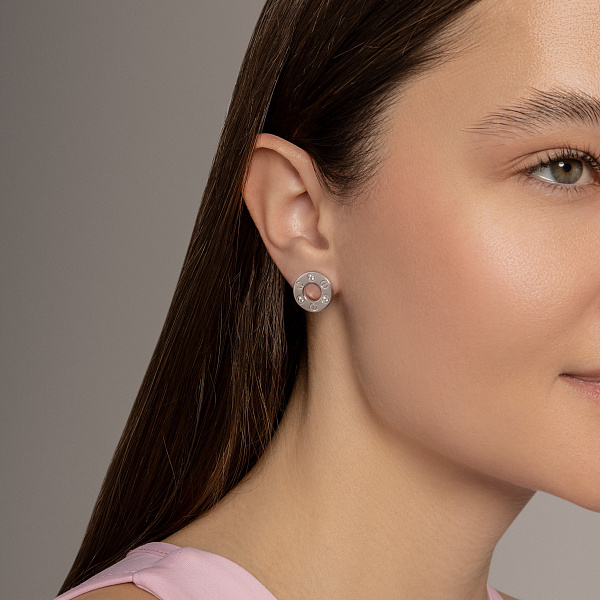 Серебряные пусеты с фианитами (арт. 7518/7268) – изображение 3