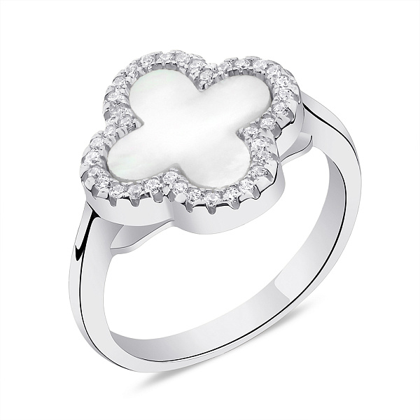 Кольцо из серебра с перламутром и фианитами (арт. 7501/6437/15п) – изображение 1
