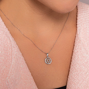 Фото Підвіска Зірка Давида з білого золота (арт. 440655б)