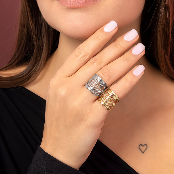 Золотое кольцо незамкнутое Francelli с фианитами (арт. 141107ж) – изображение 5