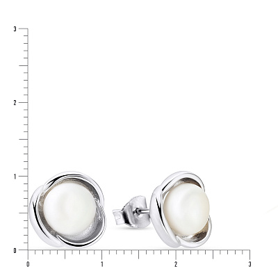 Срібні сережки пусети з перлами (арт. 7518/5331жб)