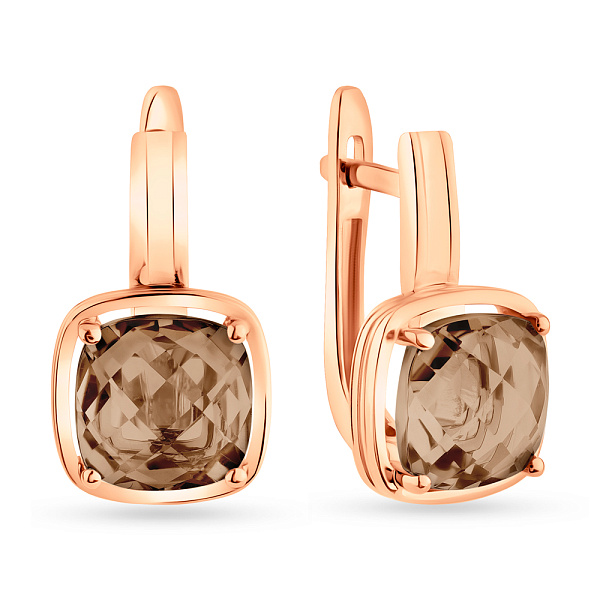 Сережки з червоного золота з кварцом (арт. 111156Пкр) – зображення 1