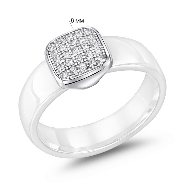 Керамическое кольцо с серебряными вставками (арт. 7501/1579343кмб) – изображение 2