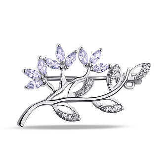 Фото Серебряная брошь с фианитами и альпинитами (арт. 7505/660афбп)