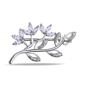 Срібна брошка з фіанітами та альпінітами  (арт. 7505/660афбп)