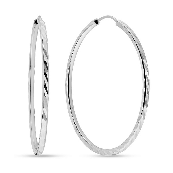 Сережки-конго из белого золота с алмазной гранью (арт. 106262/45б) – изображение 1