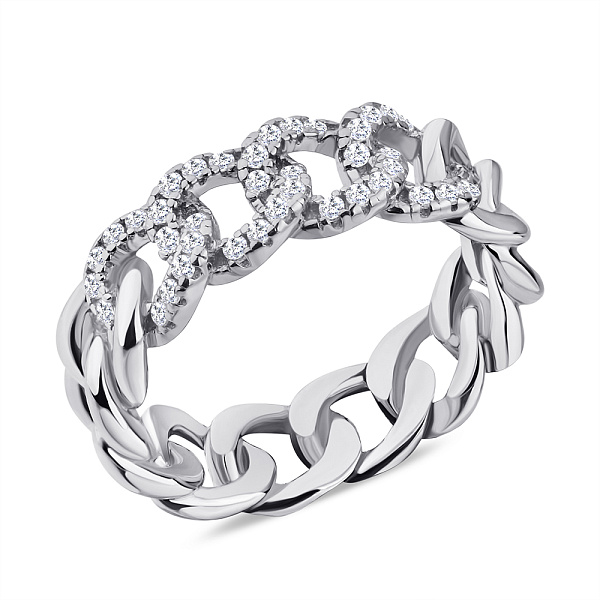 Серебряное кольцо "Цепочка" с фианитами  (арт. 7501/5627) – изображение 1