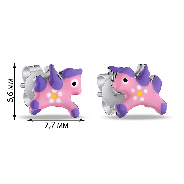 Детские серебряные серьги-пусеты с эмалью (арт. 7518/6204ер) – изображение 2