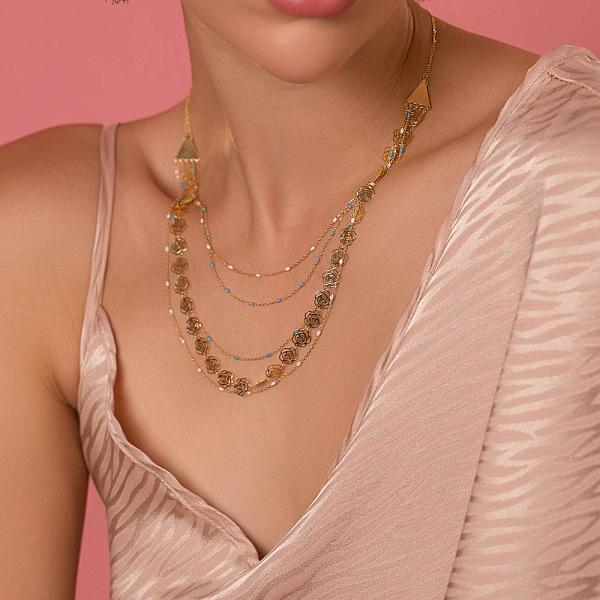 Многослойное колье Francelli из желтого золота с эмалью (арт. 352857жебг) – изображение 4