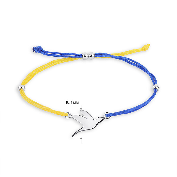 Патріотичний браслет на нитці зі срібною вставкою (арт. 7309/0790сжбрю) – зображення 2